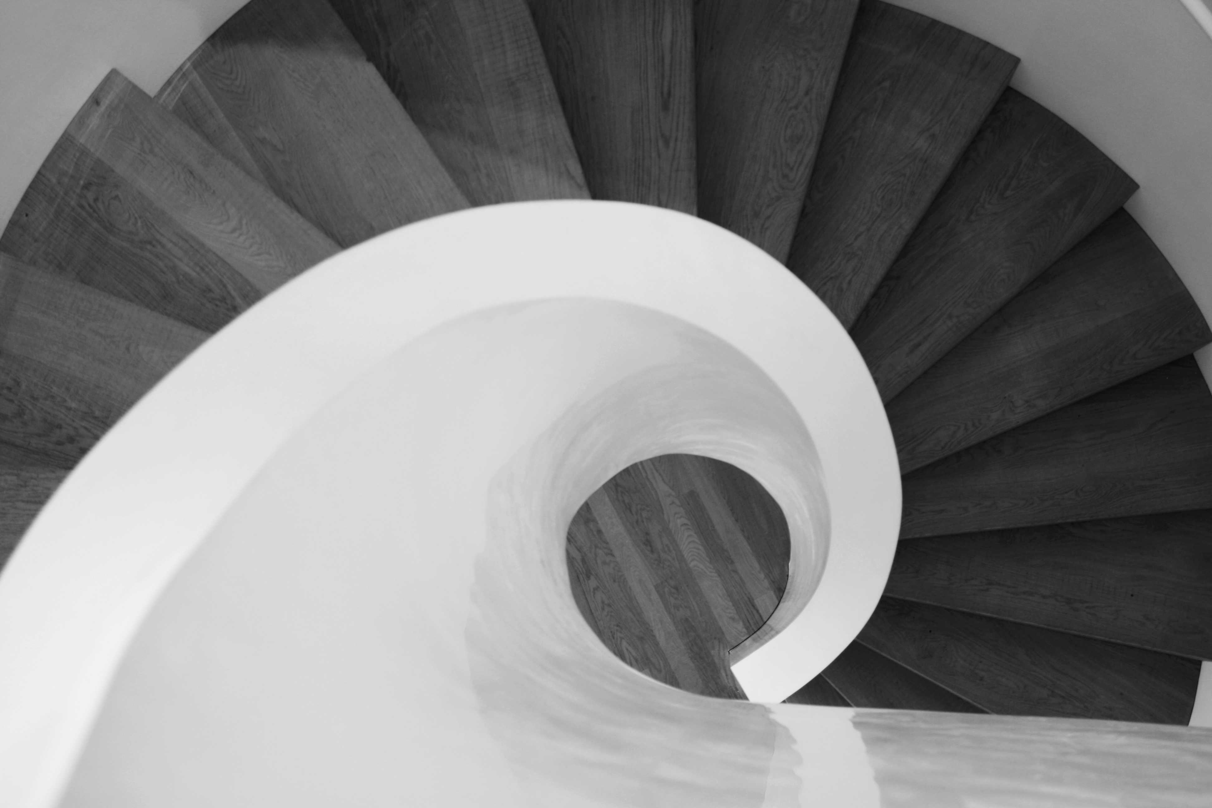 Black and White Spiraling Staircase